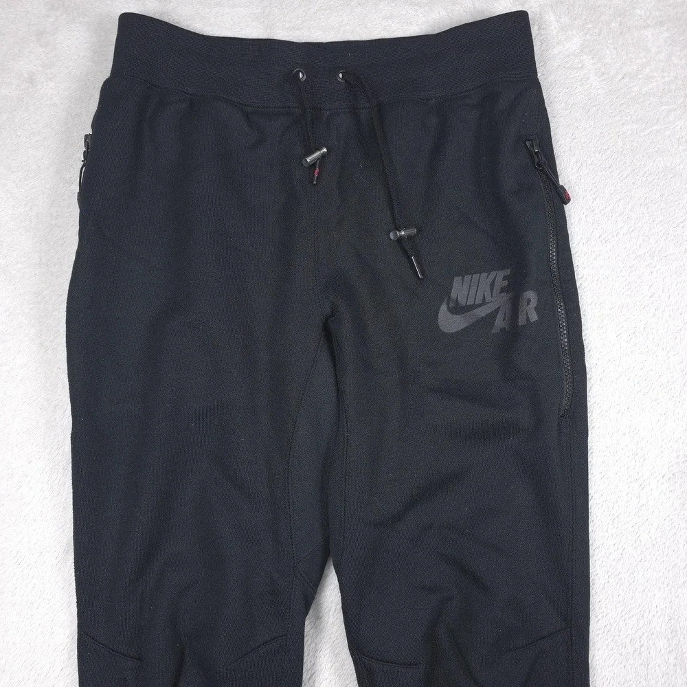Nike Sweatpants‎ Mens Small Black Air Fleece Joggers Zip Pocket Tapered Gym Run